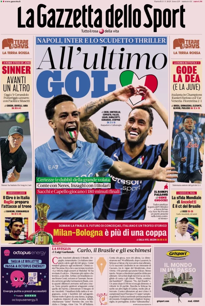 Le Prime Pagine Sportive Nazionali – 13 maggio 2025 27 la gazzetta dello sport 071042068