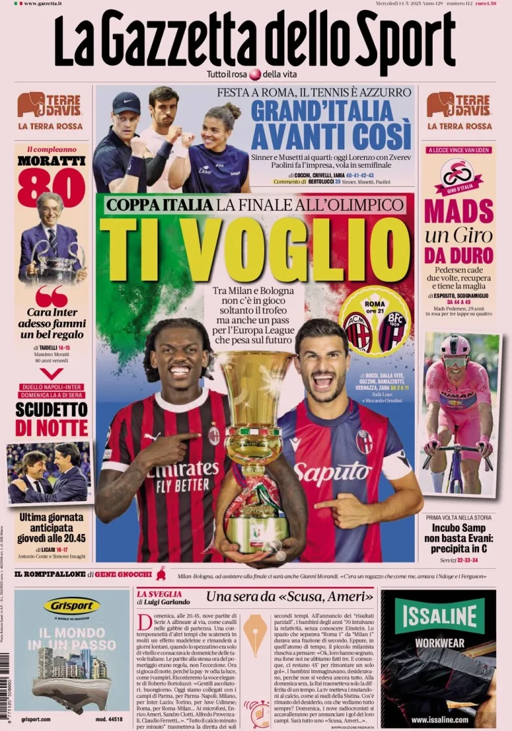 Le Prime Pagine Sportive Nazionali – 14 maggio 2025 27 la gazzetta dello sport 072151318