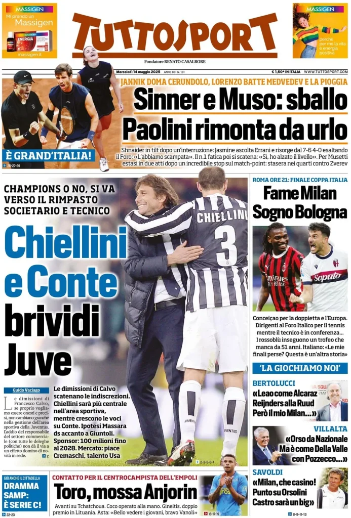 Le Prime Pagine Sportive Nazionali – 14 maggio 2025 28 tuttosport 021204716