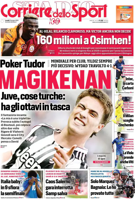 Le Prime Pagine Sportive Nazionali – 23 giugno 2025 29 1750655297 59 corriere dello sport