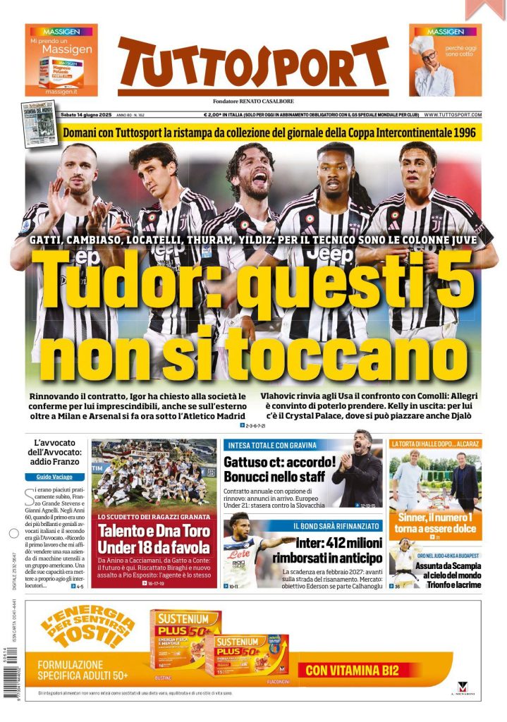 Le Prime Pagine Sportive Nazionali - 14 giugno 2025 27 Tuttosport