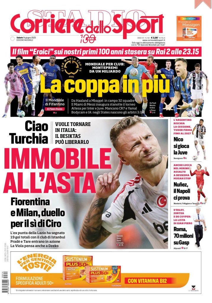 Le Prime Pagine Sportive Nazionali - 14 giugno 2025 28 Corriere dello Sport