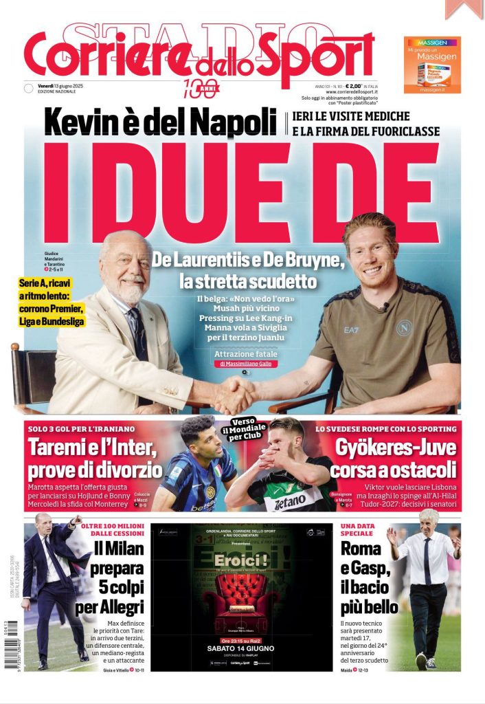 Le Prime Pagine Sportive Nazionali - 13 giugno 2025 28 corriere dello sport 1