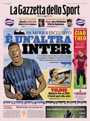 Le Prime Pagine Sportive Nazionali – 23 giugno 2025 27 la gazzetta dello sport 074007965