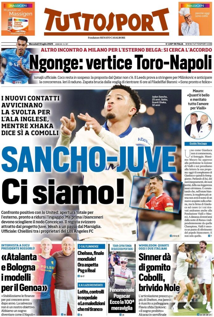 Le Prime Pagine Sportive Nazionali – 9 luglio 2025 29 tuttosport 021204792