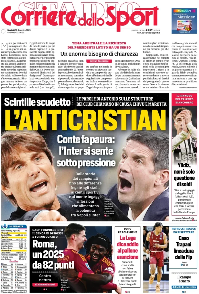 Le Prime Pagine Sportive Nazionali – 30 dicembre 2025 28 corriere dello sport 020309m8j1uno 1