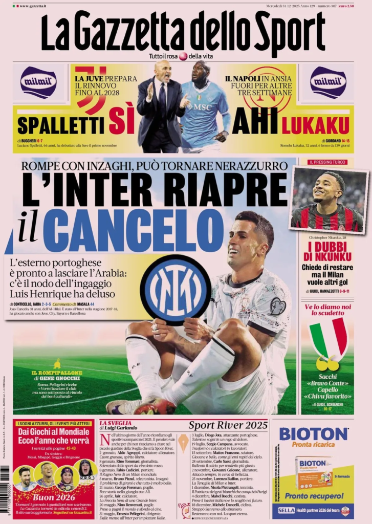 Le Prime Pagine Sportive Nazionali – 31 dicembre 2025 27 image 50