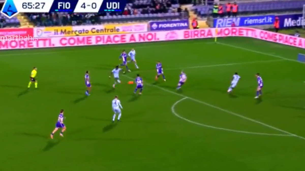 Gol Solet, che perla dell'obiettivo dell'Inter! La sua rete in Fiorentina Udinese 26 screen gol Solet Fio Udi