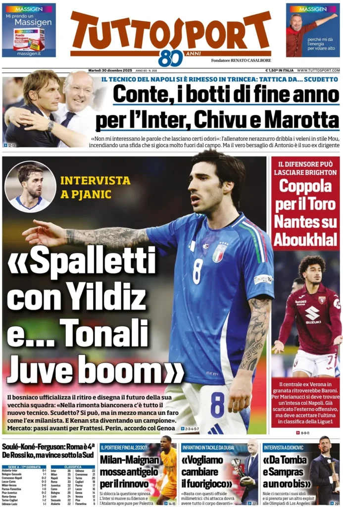 Le Prime Pagine Sportive Nazionali – 30 dicembre 2025 29 tuttosport 0203036o12mmh