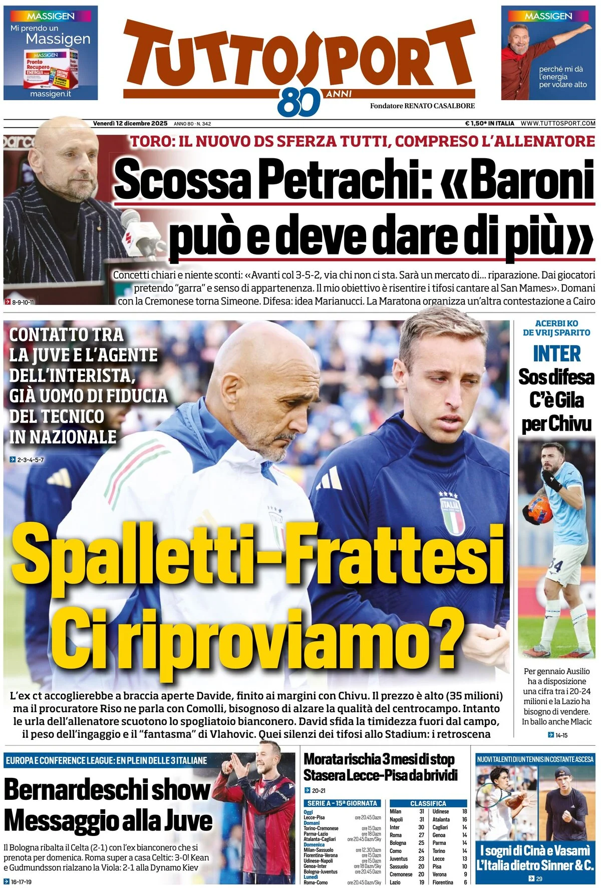 Le Prime Pagine Sportive Nazionali – 12 dicembre 2025 29 tuttosport 020531ma1