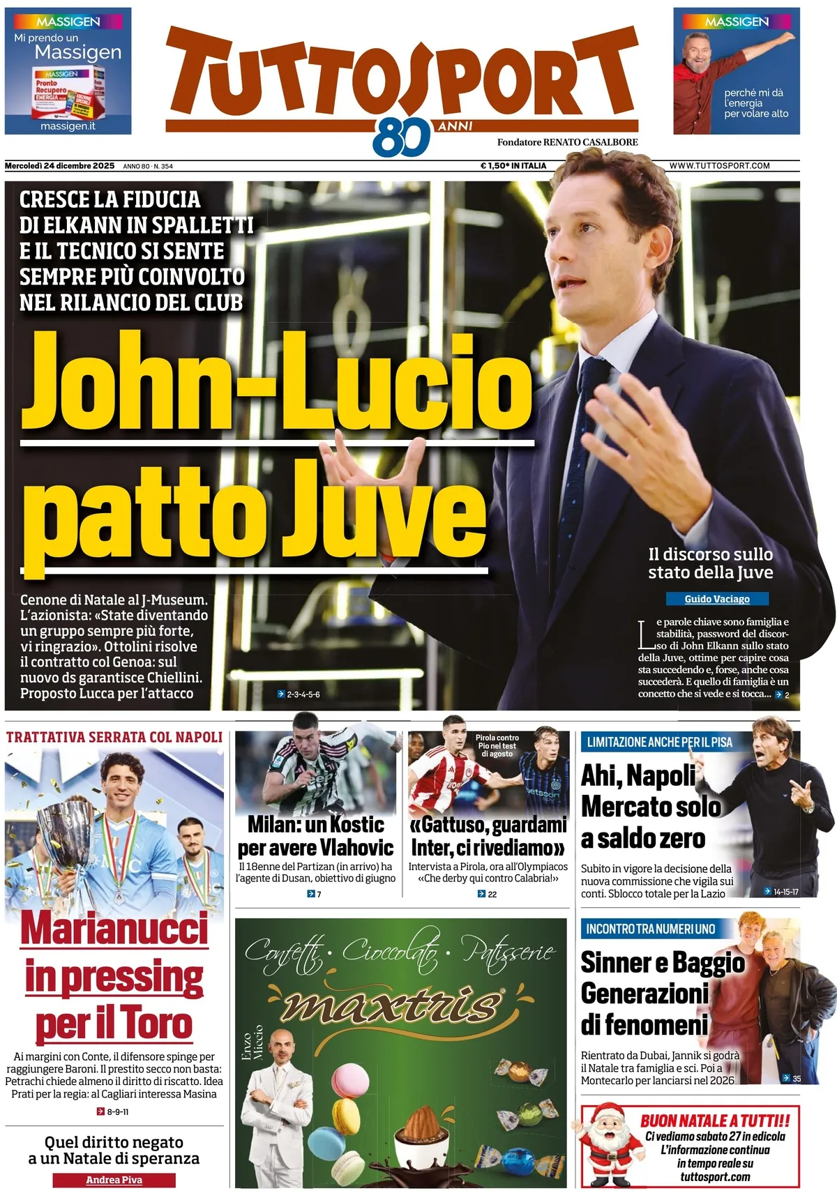 Le Prime Pagine Sportive Nazionali – 24 dicembre 2025 29 tuttosport 02055140i86g4
