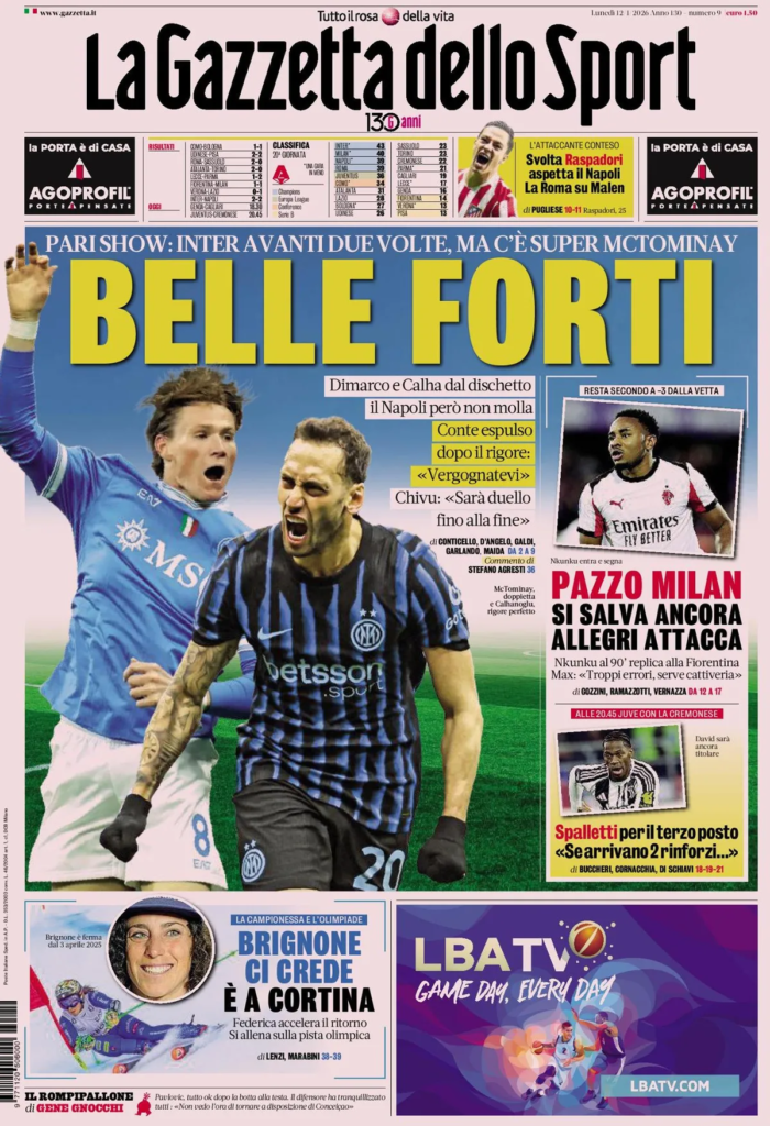 Le Prime Pagine Sportive Nazionali – 12 gennaio 2026 27 image 16