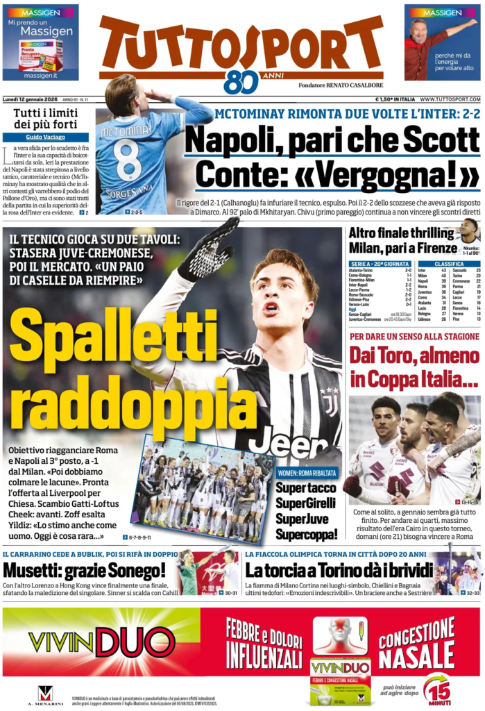 Le Prime Pagine Sportive Nazionali – 12 gennaio 2026 29 image 18