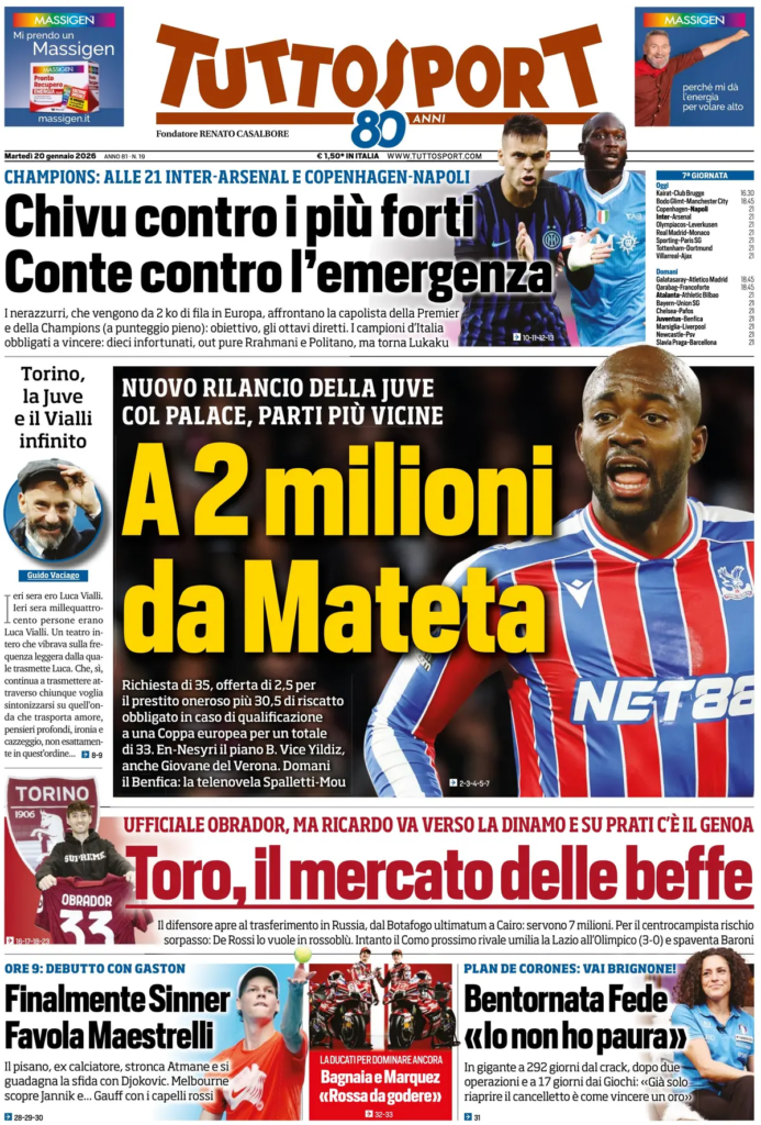 Prime pagine quotidiani sportivi – 20 gennaio 2026 29 image 34