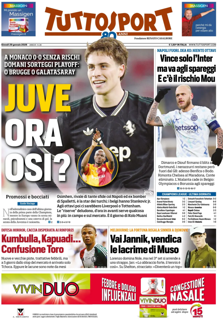 Prime pagine quotidiani sportivi – 29 gennaio 2026 4 image 48