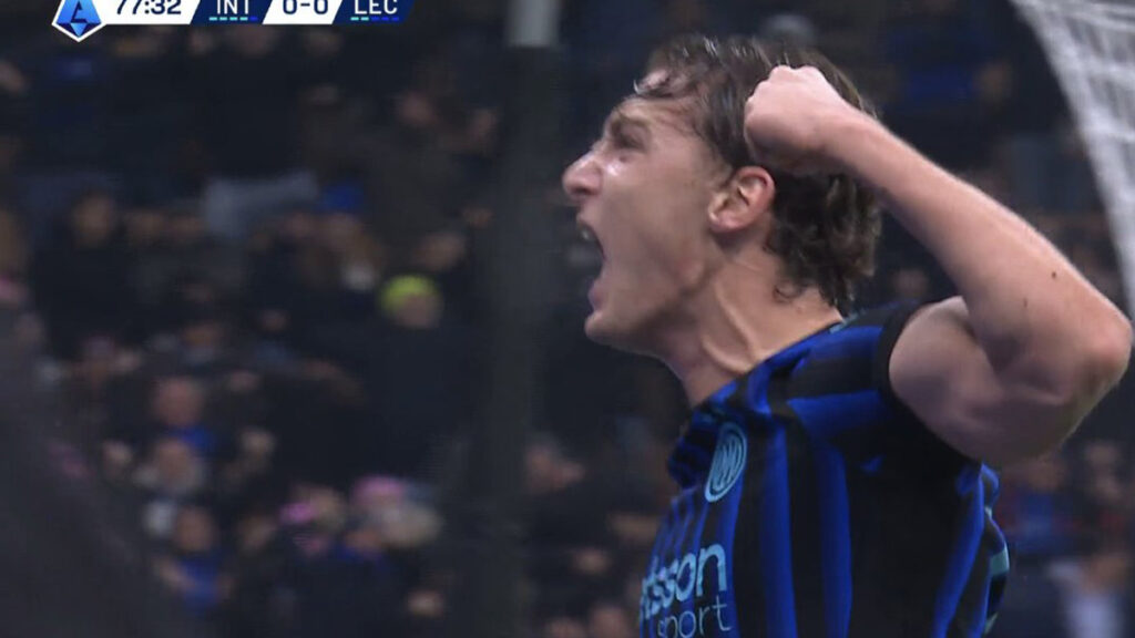 Inter Lecce 1-0, Pio Esposito entra e porta i nerazzurri in vantaggio: ribolle San Siro al gol dell'attaccante 1 screen gol Pio Esposito Int Lec