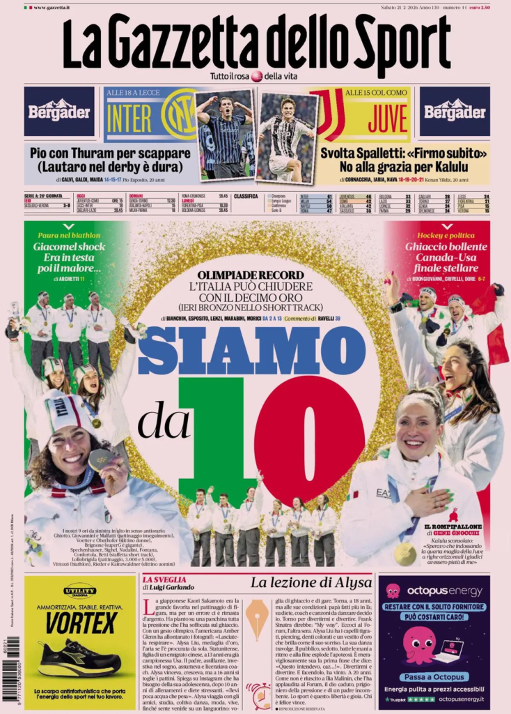 Le prime pagine dei principali quotidiani sportivi - 21 febbraio 2026 27 image 26