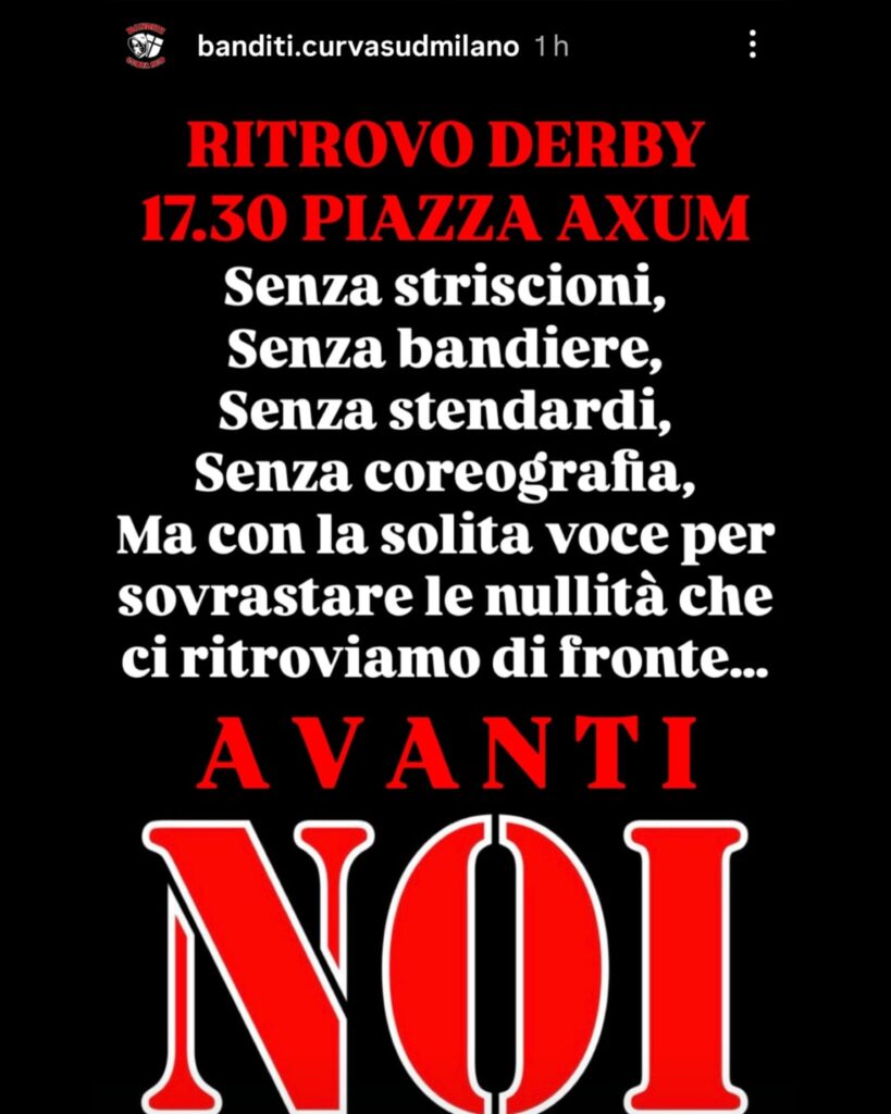 Milan Inter, a poche ore dal derby: la Curva Sud carica i rossoneri e provoca gli interisti - IL COMUNICATO 27 WhatsApp Image 2026 03 07 at 20.54.47