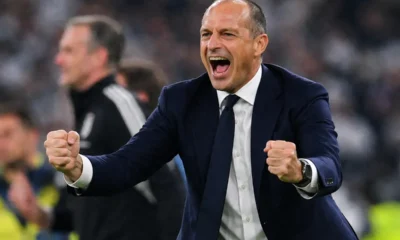 L'esultanza di Allegri, immagine creata con IA