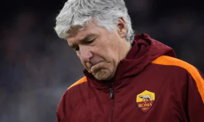 Gasperini, allenatore della Roma, sconsolato
