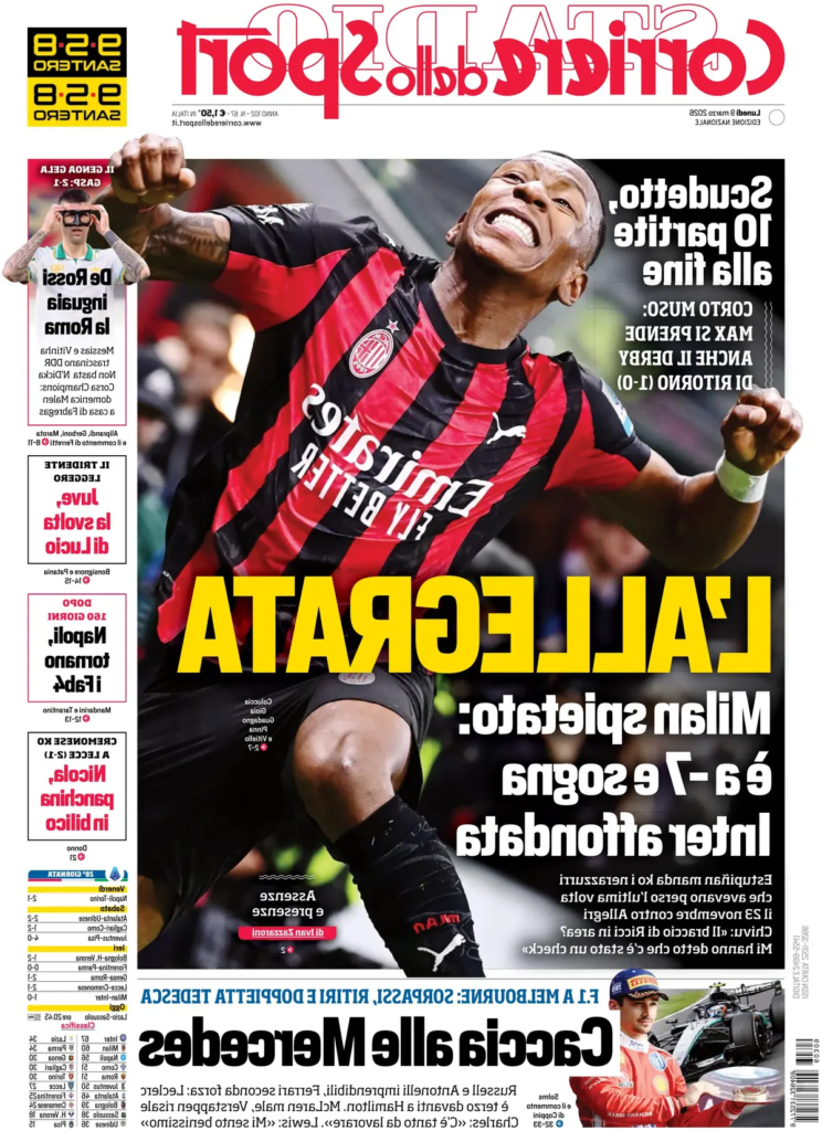 Le prime pagine dei principali quotidiani sportivi – 09 marzo 2026 28 image 9
