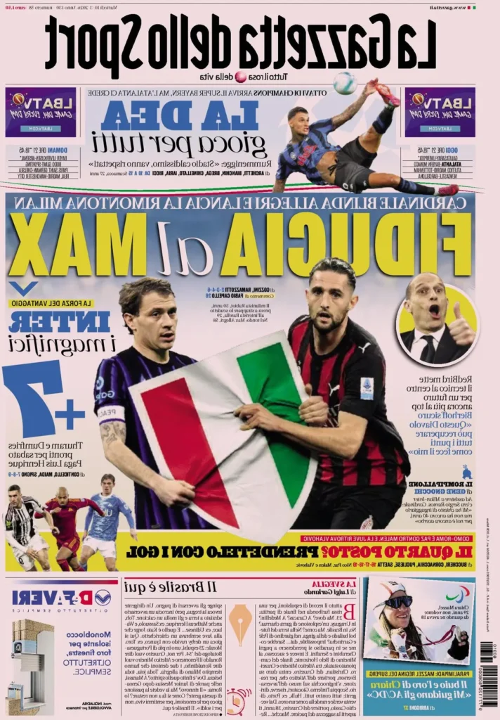 Le prime pagine dei principali quotidiani sportivi – 10 marzo 2026 27 la gazzetta dello sport 032456oi340rw
