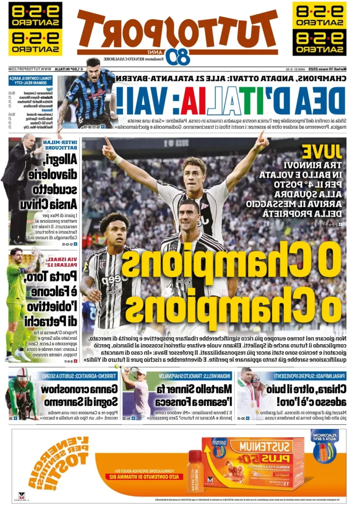 Le prime pagine dei principali quotidiani sportivi – 10 marzo 2026 29 tuttosport 02030237k4lap