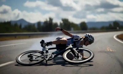 Caduta di un ciclista, immagine creata con l'intelligenza artificiale