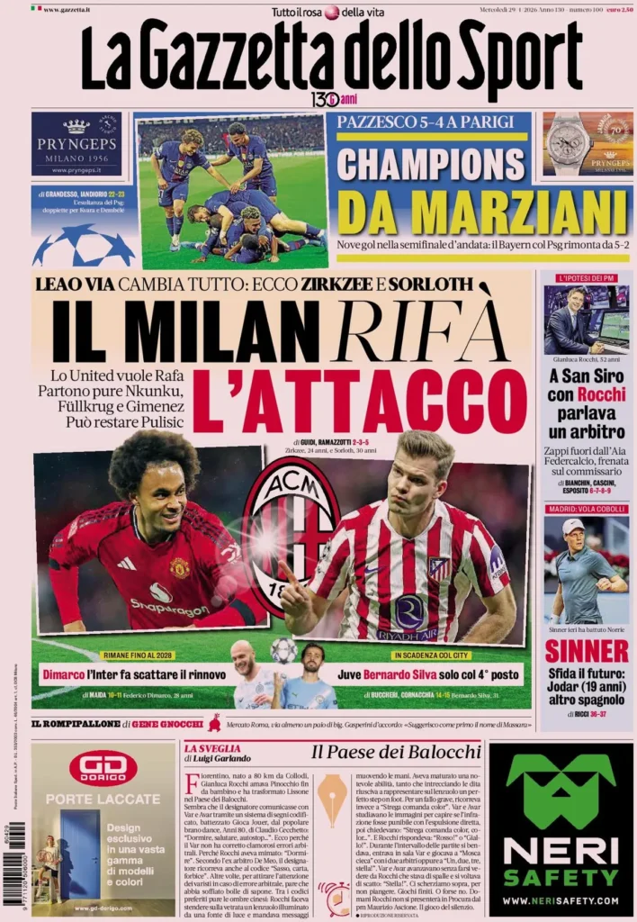 Le prime pagine dei quotidiani sportivi – 29 aprile 2026 27 la gazzetta dello sport 0403071zw2iao