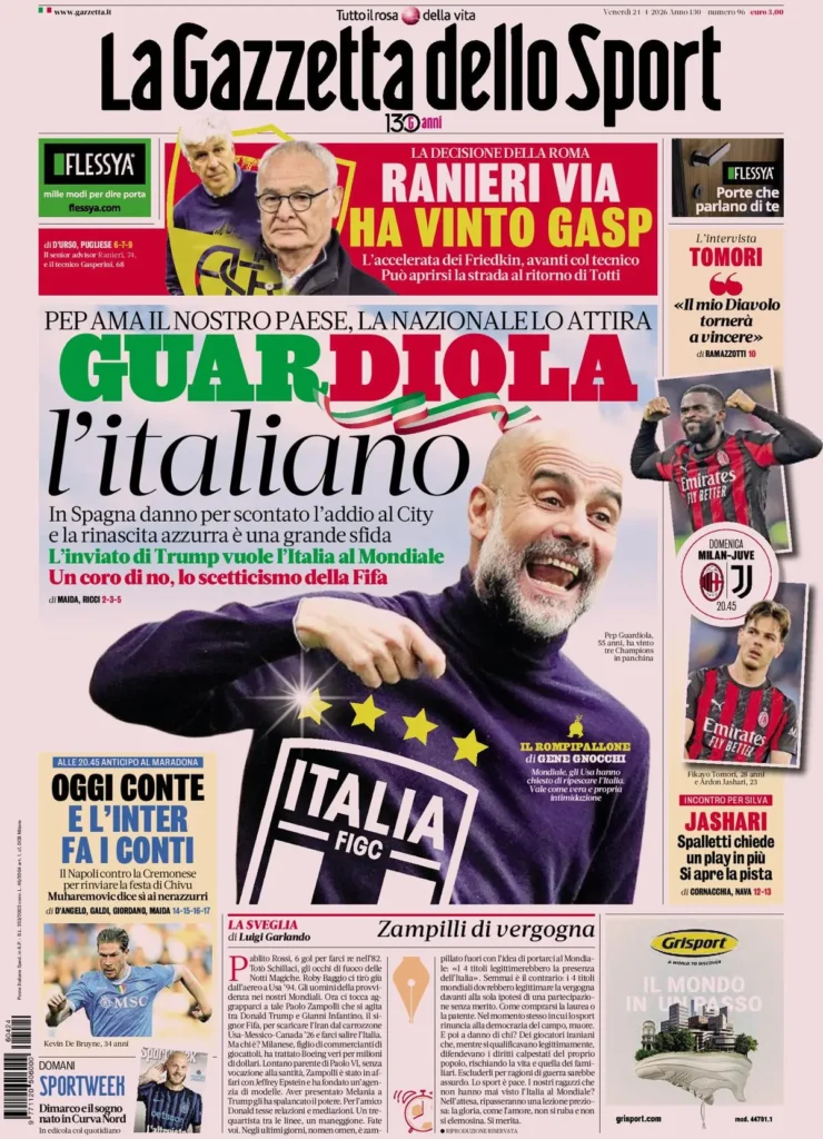 Le prime pagine dei quotidiani sportivi – 24 aprile 2026 27 la gazzetta dello sport 041815au1ehs3