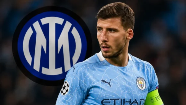 Ruben Dias con il logo dell'Inter