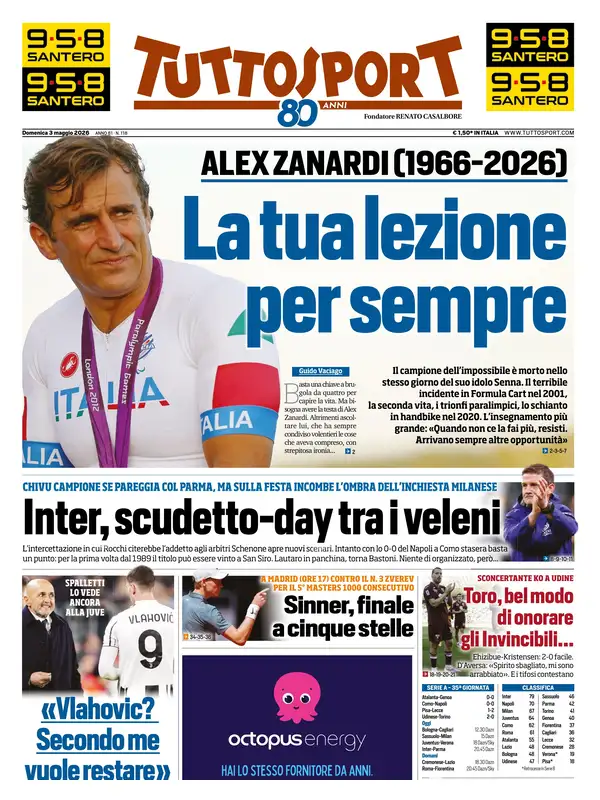 Le prime pagine dei quotidiani sportivi – 03 maggio 2026 27 tuttosport