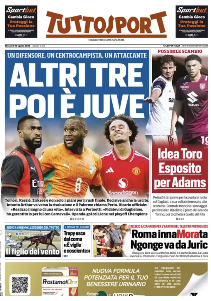 Le prime pagine dei quotidiani sportivi – 19 agosto 2026 4 Screenshot 2026 08 19 alle 09.07.18