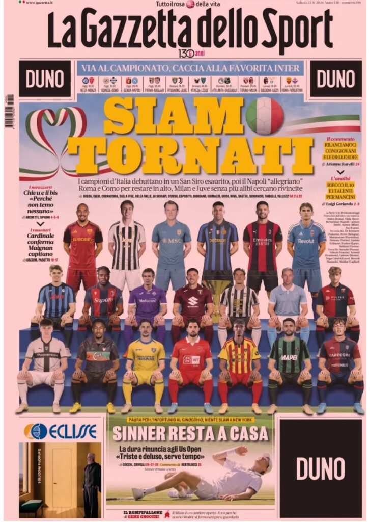 Le prime pagine dei quotidiani sportivi – 20 agosto 2026 3 WhatsApp Image 2026 08 22 at 09.00.37