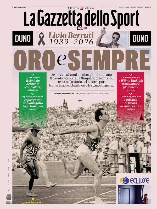 Le prime pagine dei quotidiani sportivi – 10 agosto 2026 2 la gazzetta dello sport