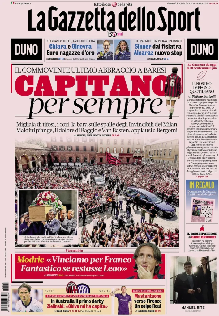 Le prime pagine dei quotidiani sportivi – 05 agosto 2026 2 la gazzetta dello sport 0333029jqcqh6