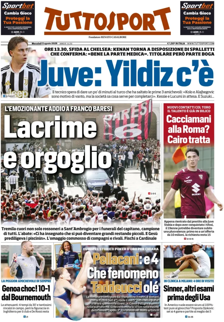 Le prime pagine dei quotidiani sportivi – 05 agosto 2026 4 tuttosport 020303f5c44ti